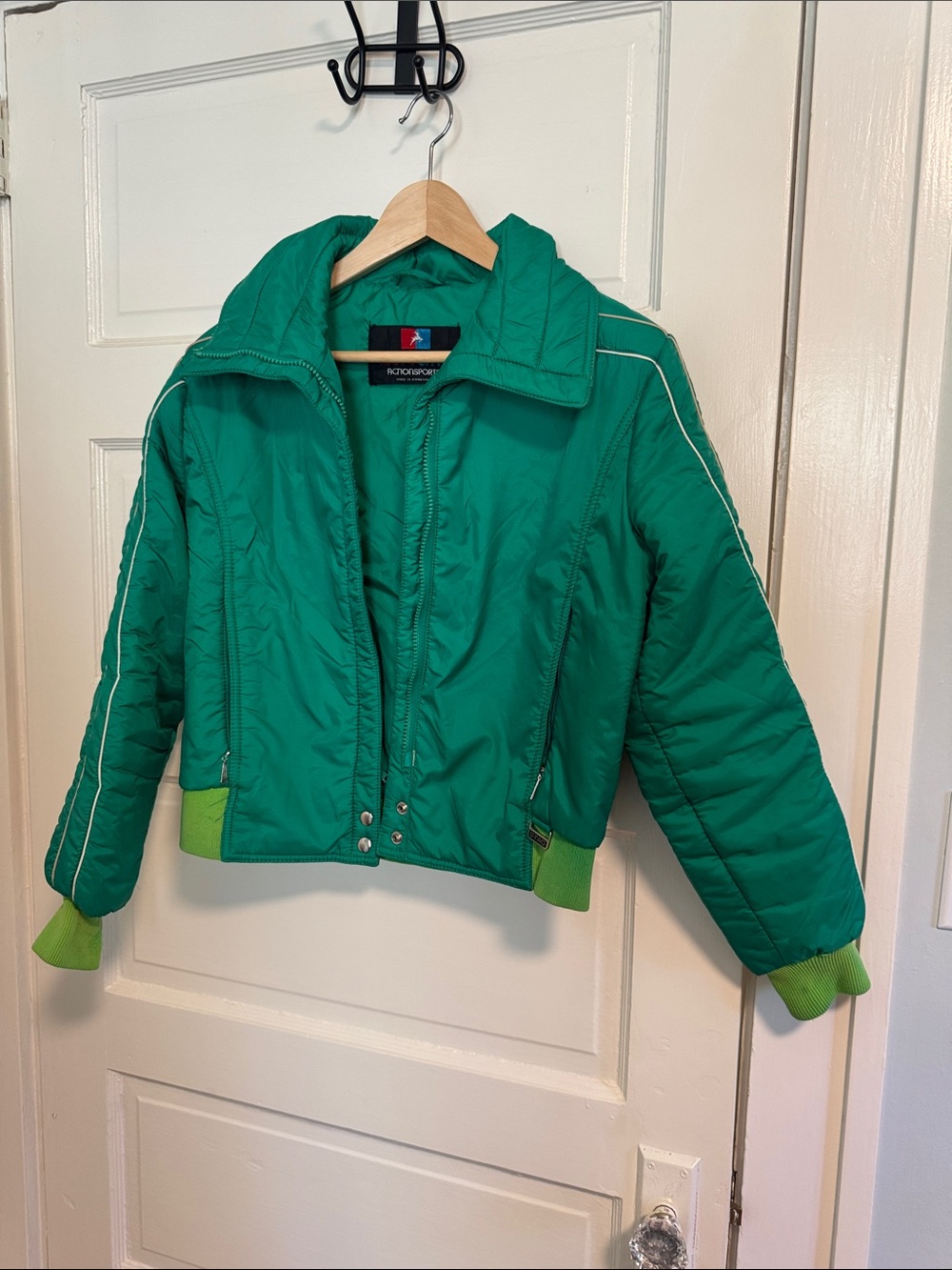 White Stag Green Puffer Jacket with Lime Accents